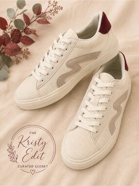 Blowfish Malibu Valley Sneakers Cream Taupe Burgundy Women’s 11